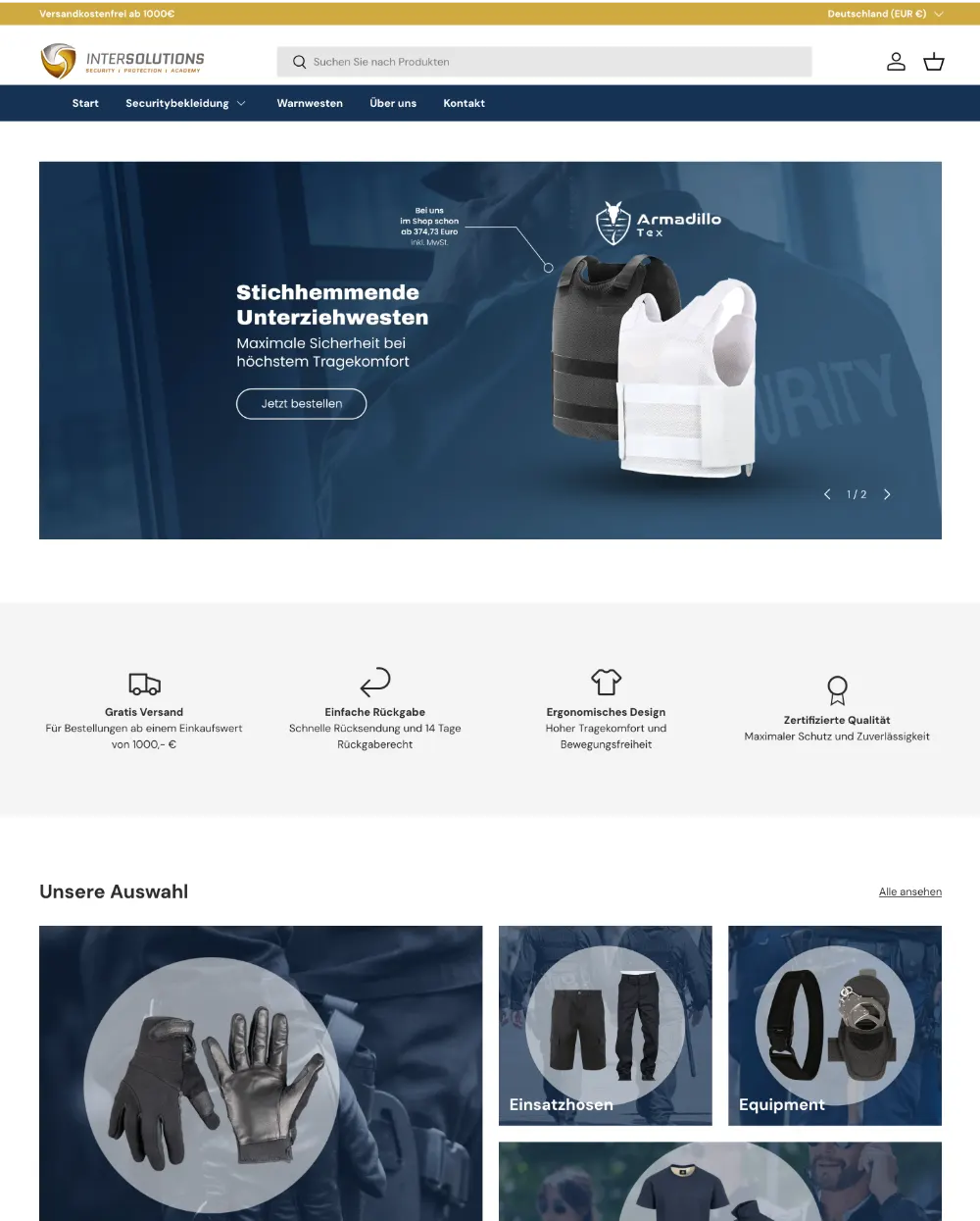 Shopify Shop Erstellung für Intersolutions